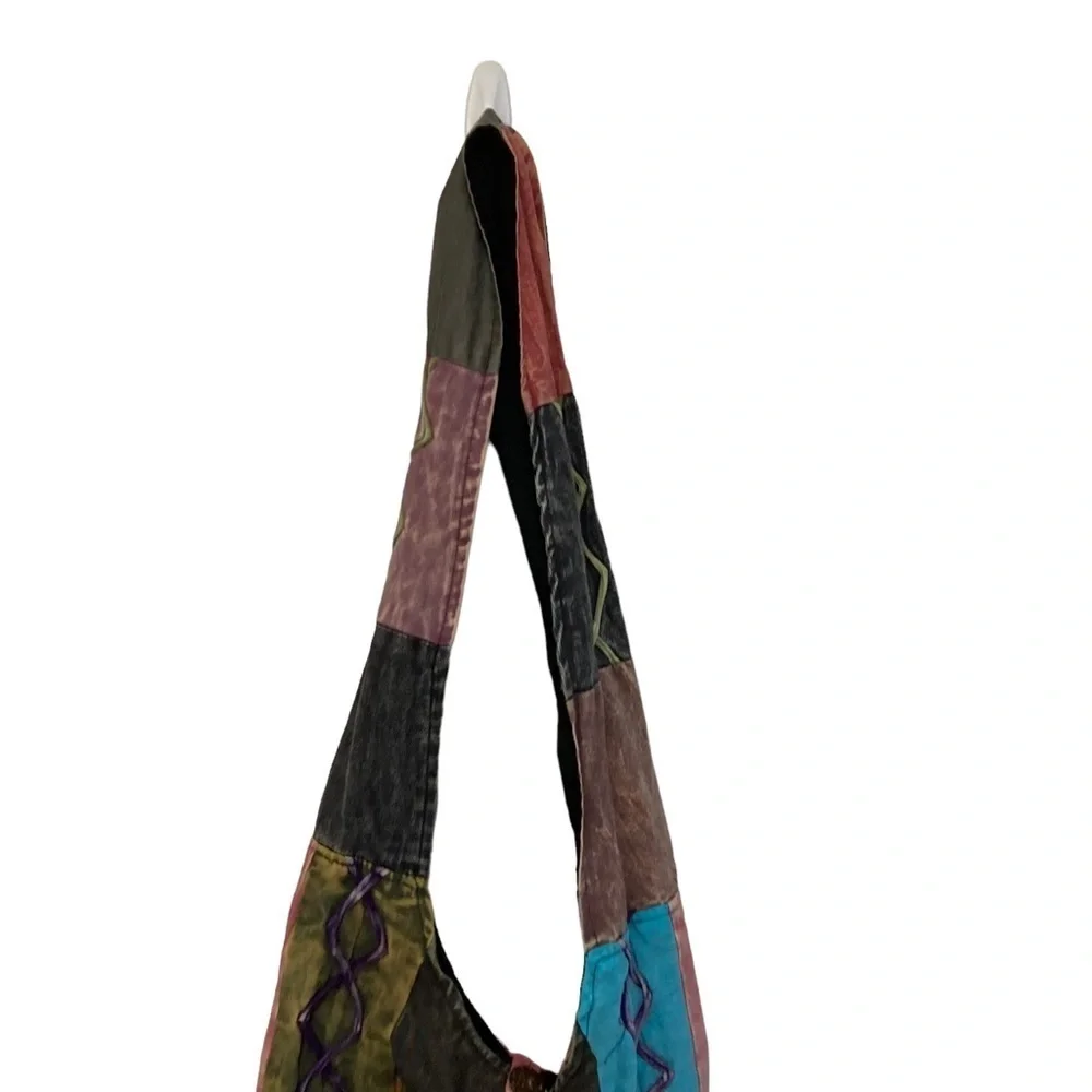 Vtg Y2K rising international boho hobo patchwork hippie shoulder purse crossbody